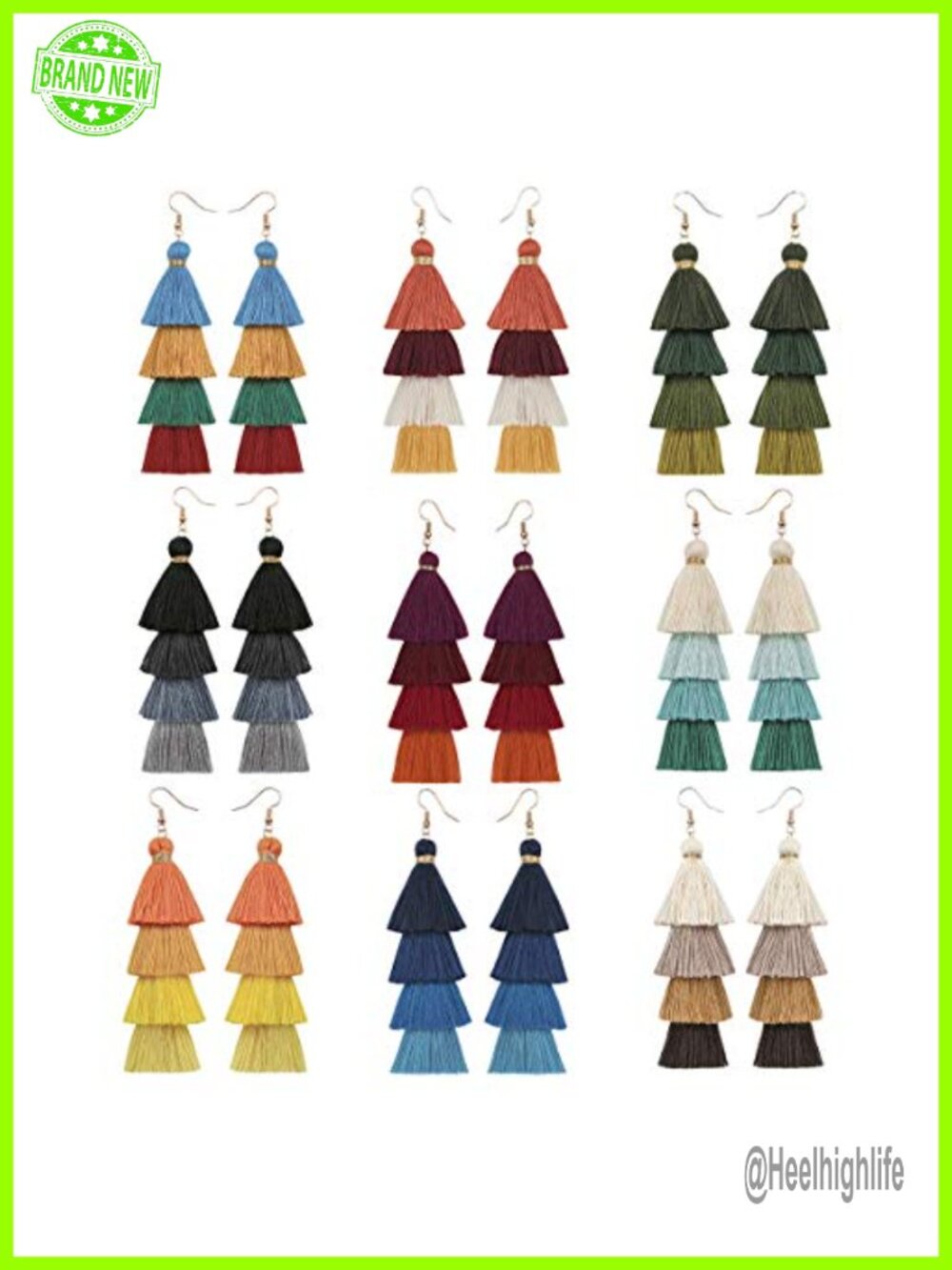 Long Tassel Thread Ball Dangle Earrings Boho Sequin Drop French Wire